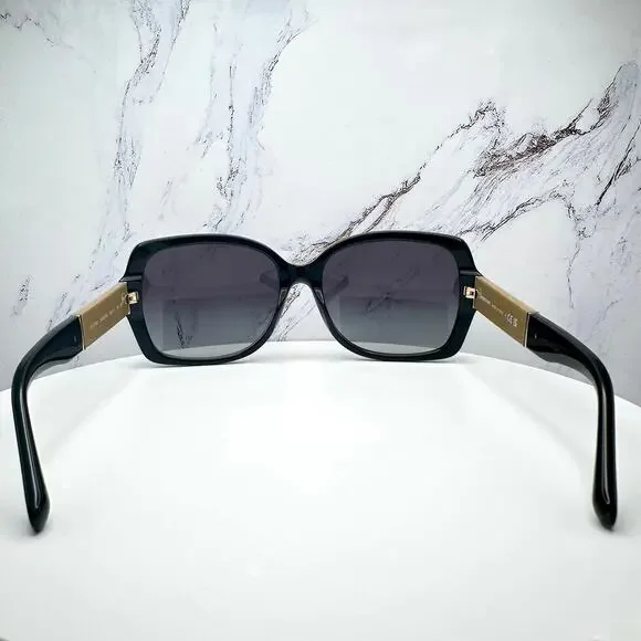 New Burberry Sunglasses Black Square Frames Checkered Arms Gradient BURBERRY - Picture 15 of 16